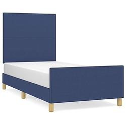 Foto van Vidaxl bedframe met hoofdeinde stof blauw 100x200 cm