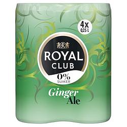 Foto van 3+1 gratis | royal club ginger ale 0% suiker 4 x 250ml aanbieding bij jumbo
