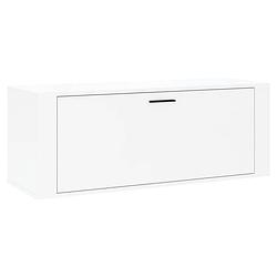 Foto van The living store wand schoenenkast - 100 x 35 x 38 cm - hoogglans wit