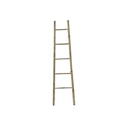 Foto van Gebor - design laddervormige handdoekenrek met 5 rails klein formaat - 150x40x3cm - 100% bamboe - grijs/bamboe -