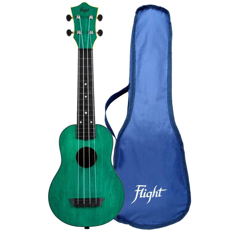 Foto van Flight travel series tus35 green sopraan ukelele met gigbag