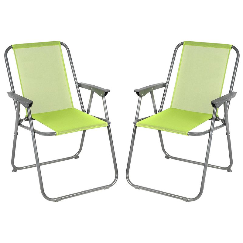 Foto van Sunnydays picnic camping/strand stoel - 4x - aluminium - inklapbaar - groen - l53 x b55 x h75 cm - campingstoelen