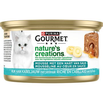 Foto van Gourmeta¢ nature'ss creations mousse met een hart van saus, rijk aan kabeljauw kattenvoer 85g bij jumbo