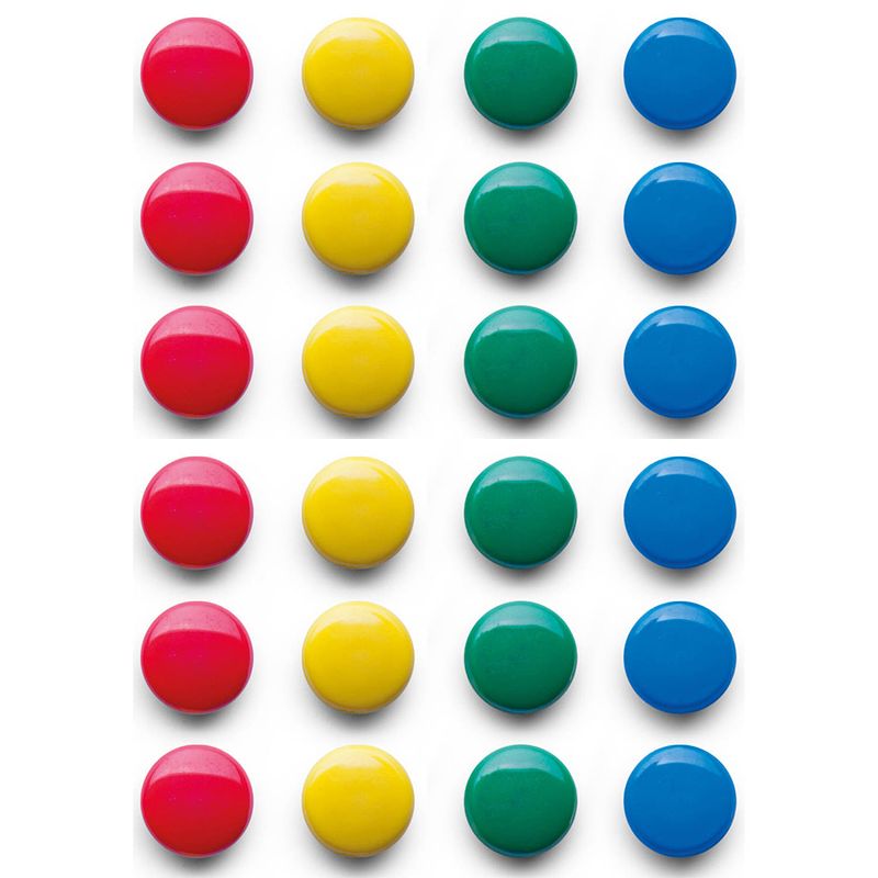 Foto van Whiteboard/koelkast magneten gekleurd - 24x - kunststof - 2 cm - magneten