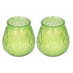 Foto van 2x stuks citrus geurkaars in glazen houder groen - geurkaarsen