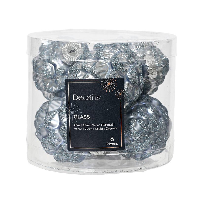 Foto van Decoris - denappel glas d5h7 cm mblw ass 6st kerst