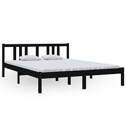 Foto van The living store bedframe - houten - bedframes - 150 x 200 cm - kleur- zwart