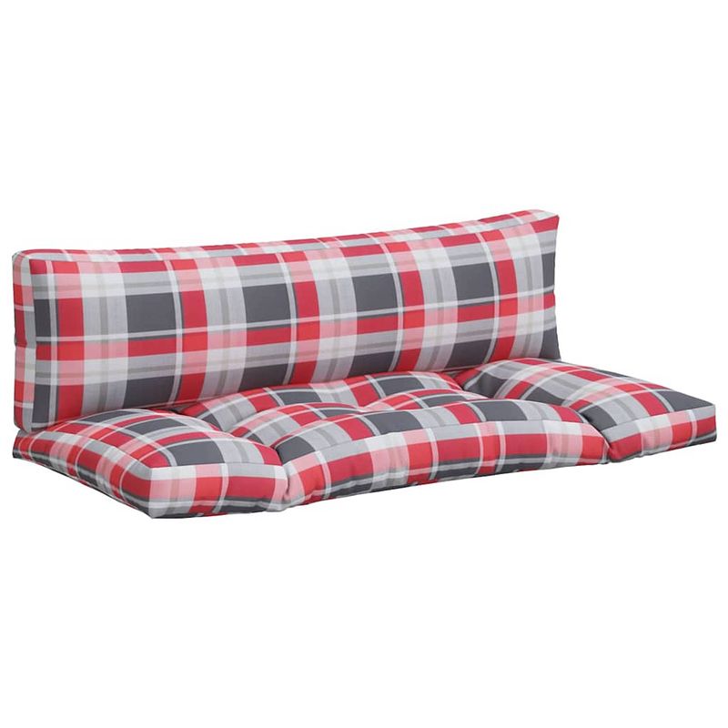 Foto van The living store palletkussen - polyester - 110 x 58 x 10 cm - rood ruitpatroon