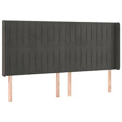 Foto van The living store hoofdbord trendy donkergrijs - 183 x 16 x 118/128 cm - fluweel - stevige poten