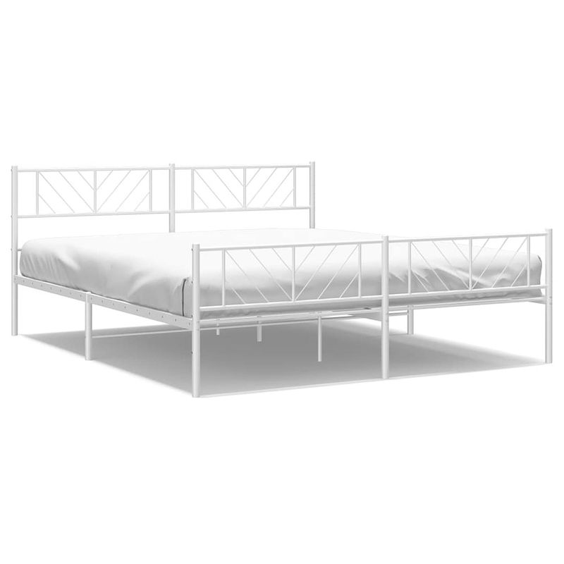 Foto van Vidaxl bedframe met hoofd- en voeteneinde metaal wit 200x200 cm