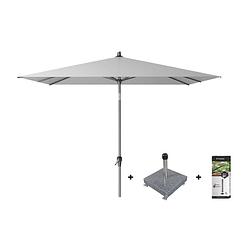 Foto van Platinum riva stokparasol 2.5x2.5 - light grey met voet en hoes