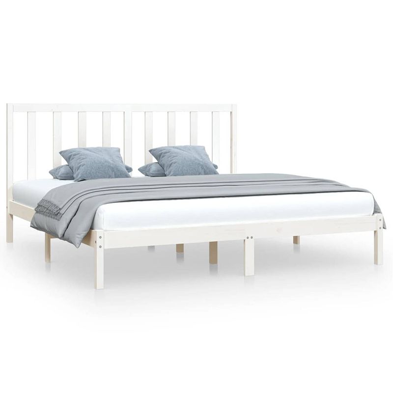 Foto van Vidaxl bedframe massief grenenhout wit 180x200 cm 6ft super king