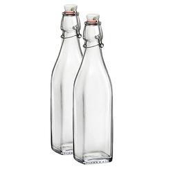 Foto van 2x limonadeflessen/waterflessen transparant 250 ml vierkant - weckpotten
