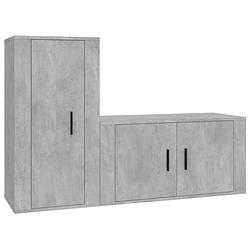 Foto van The living store televisiekastenset - klassiek betongrijs - 80 x 34.5 x 40 cm - 40 x 34.5 x 80 cm