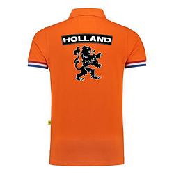 Foto van Holland fan polo t-shirt oranje luxe kwaliteit met leeuw - 200 grams katoen - heren xl - feestshirts