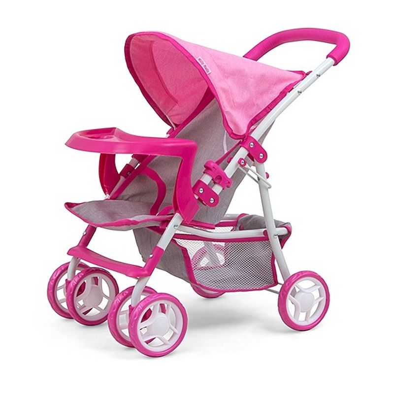 Foto van Milly mally poppenwagen kate prestige 54 cm roze/grijs