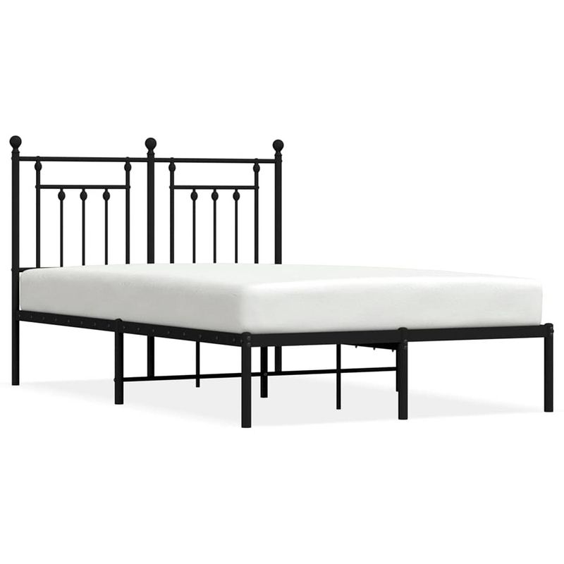 Foto van Vidaxl bedframe met hoofdbord metaal zwart 135x190 cm