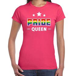 Foto van Bellatio decorations gay pride shirt - pride queen - regenboog - dames - roze xl - feestshirts