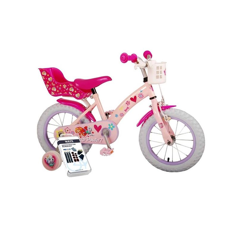 Foto van Volare kinderfiets paw patrol - 14 inch - inclusief ways bandenplakset