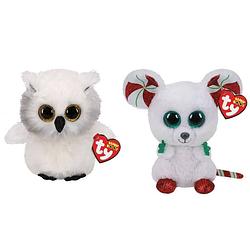 Foto van Ty - knuffel - beanie boo's - ausitin owl & christmas mouse