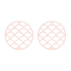 Foto van Krumble siliconen pannenonderzetter rond met schubben patroon - roze - set van 2