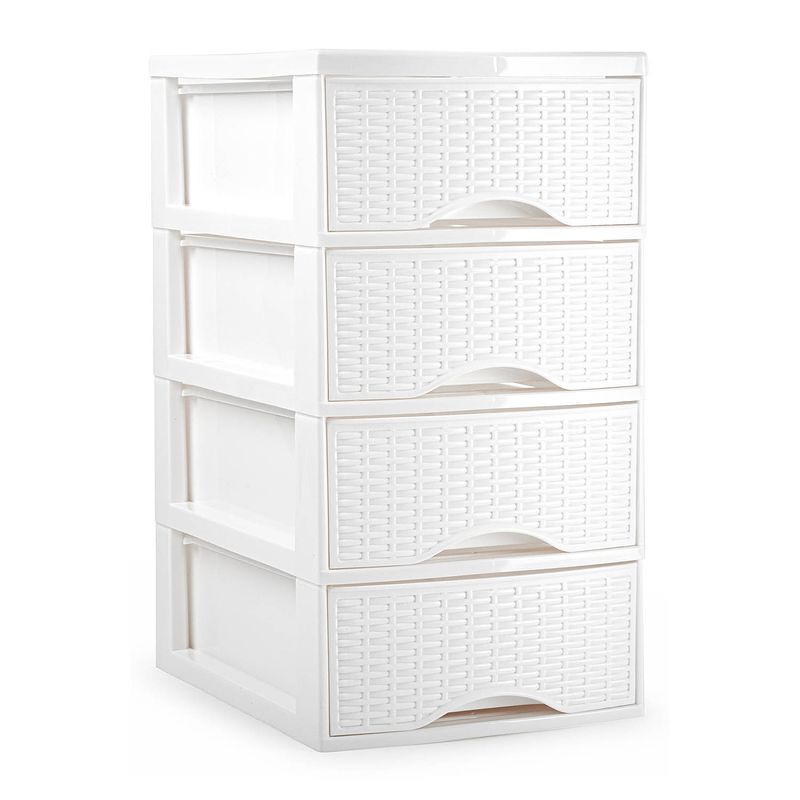 Foto van Plasticforte ladeblokje/bureau organizer 4x lades - wit - l18 x b25 x h33 cm - ladeblok