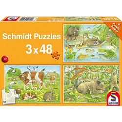 Foto van Dierenfamilies legpuzzel - 3 x 48 stuks