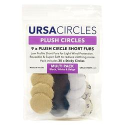 Foto van Ursa straps plush circles 9x + stickies 30x plakkers voor dasspeldmicrofoons (zwart, beige, wit)