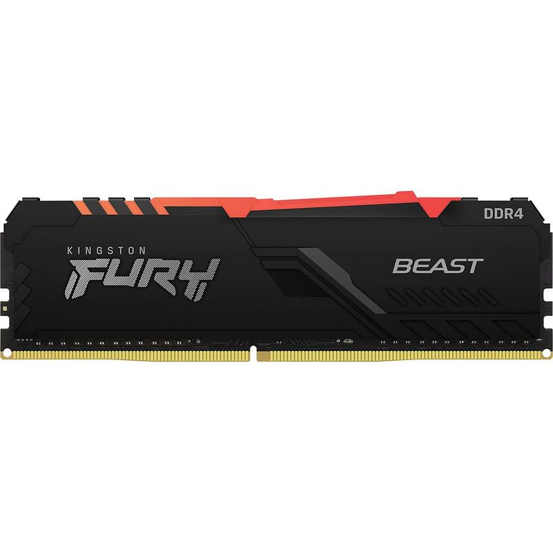 Foto van Kingston fury beast rgb werkgeheugenmodule voor pc ddr4 8 gb 1 x 8 gb 3200 mhz 288-pins dimm cl16 kf432c16bba/8