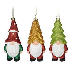 Foto van Kersthangers gnomes/dwergen - 3x st- 12,5cm -kunststof -kerstornament - kersthangers