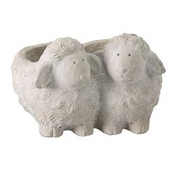 Foto van Clayre & eef bloempot schaap 18*17*12 cm grijs steen bloempot binnen plantenpot plant pot grijs bloempot binnen