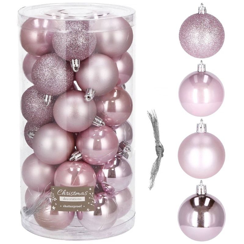 Foto van Kerstballen 30 stuks 5 cm roze tinten