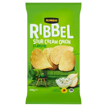 Foto van Jumbo ribbel sour cream onion chips 250g