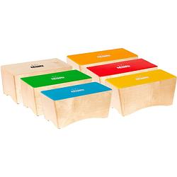 Foto van Nino percussion ninoset931 classroom bongo cajon group rhythm set percussieset 6-delig