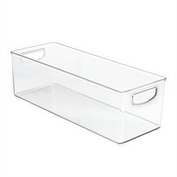 Foto van Idesign - opbergbox met handvaten, 15.2 x 40.6 x 12.7 cm, stapelbaar, kunststof, transparant - idesign kitchen binz