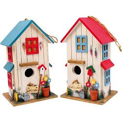 Foto van Small foot houten vogelhuisje villa 15 x 13 x 25 cm 2 stuks