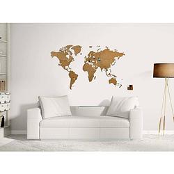 Foto van Luxe houten wereldkaart muurdecoratie 130 x 78 cm - bruin
