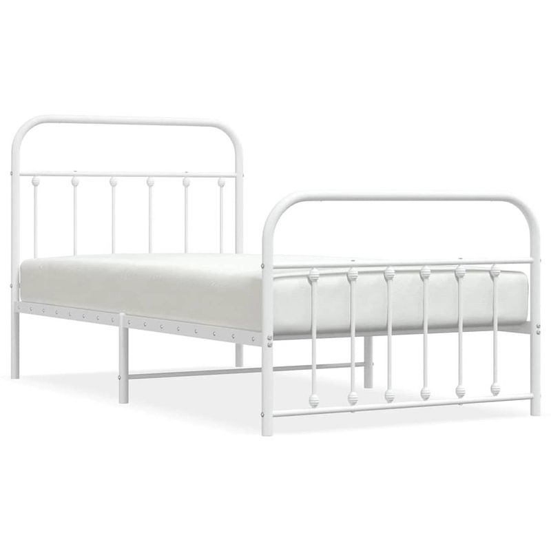 Foto van The living store bedframe classic - metalen - wit - 196x105x100 cm - robuuste constructie