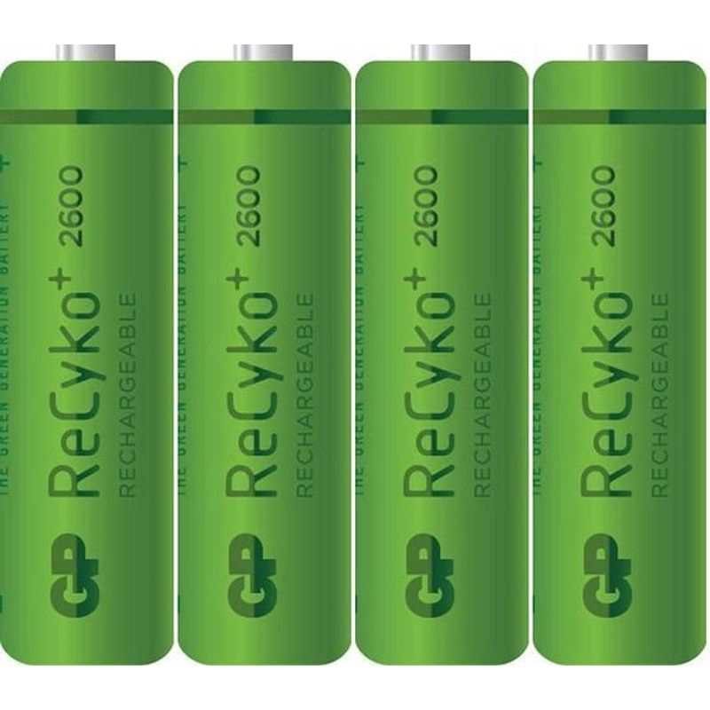 Foto van Gp recyko+ rechargeable nimh aa/hr06 2600mah (bewaarbox) - 4 stuks