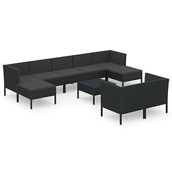 Foto van Vidaxl 10-delige loungeset met kussens poly rattan zwart