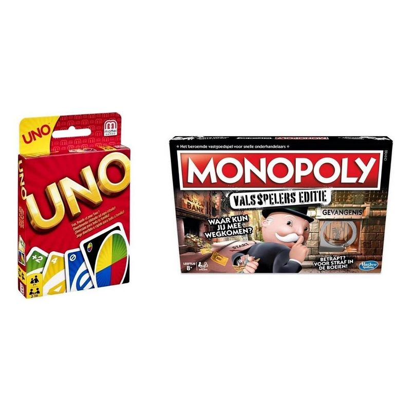 Foto van Spellenbundel - 2 stuks - uno & monopoly valsspelerseditie