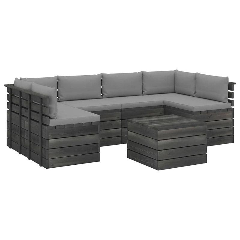 Foto van Vidaxl 7-delige loungeset met kussens pallet massief grenenhout