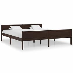 Foto van Vidaxl bedframe massief grenenhout donkerbruin 180x200 cm