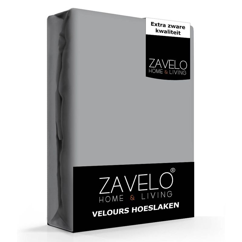 Foto van Zavelo hoeslaken velours grijs - fluweel zacht - 30 cm hoekhoogte - rondom elastiek - velvet -lits-jumeaux (160/180x2...