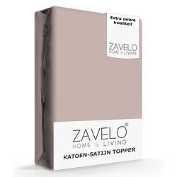 Foto van Zavelo deluxe katoen-satijn topper hoeslaken taupe-1-persoons (90x220 cm)
