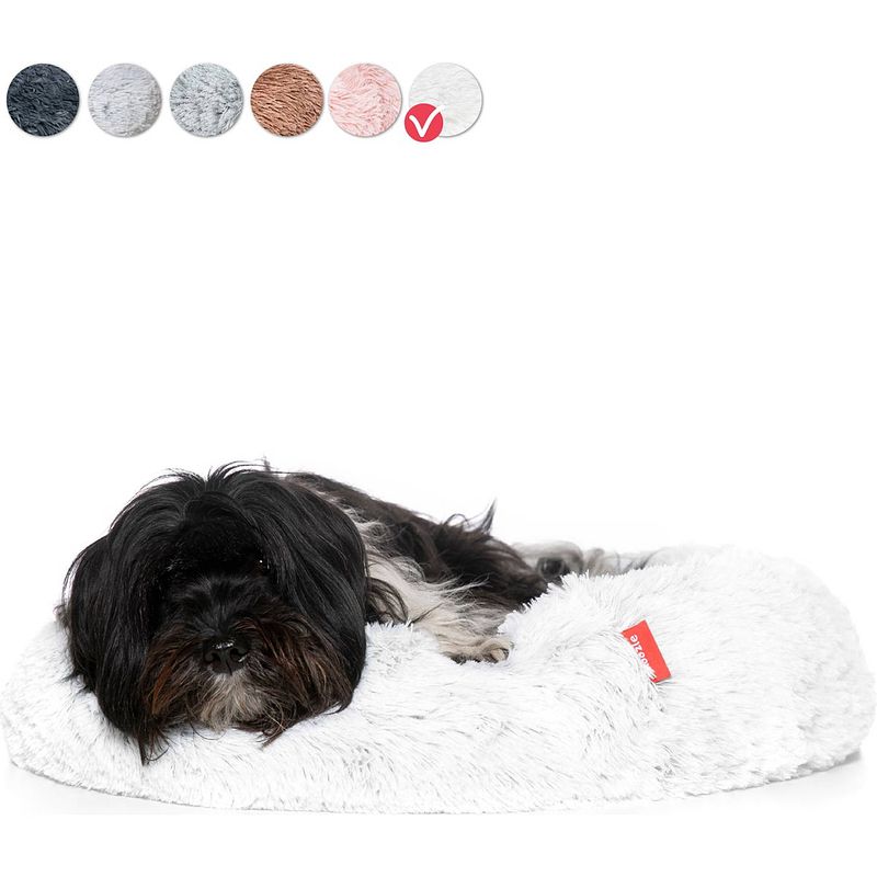 Foto van Snoozle donut hondenmand l - 70 cm - fluffy hondenmand groot - ronde hondenmand wit - superzacht hondenbed medium