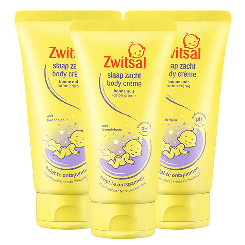 Foto van Zwitsal - slaap zacht - body crème - lavendel - 3 x 150ml - voordeelpack