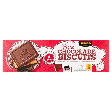 Foto van Jumbo chocolade biscuits puur 9 stuks 125g