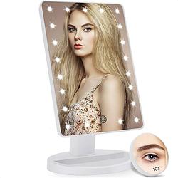 Foto van Strex make up spiegel met led verlichting - wit - 3 verlichtingsmodus - 1/10x vergroting - 360° verstelbaar