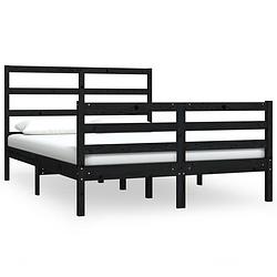 Foto van Vidaxl bedframe massief grenenhout zwart 150x200 cm 5ft king size